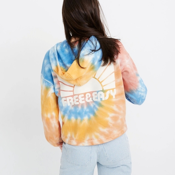 Madewell Tops - Madewell Tie-Dye Hoodie in Orange and White